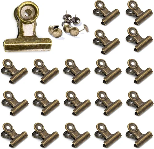 Vista 19 de Pinzas Bulldog con agujero para pasador, clips de archivo de papel con resorte fuerte, clips de metal pequeños, abrazaderas de sellado para bolsas