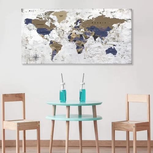 Vista 4 de ZEYDRT Arte de pared del mapa del mundo, pintura en lienzo para oficina, sala de estar, mapa del mundo, arte en lienzo, decoración de pared