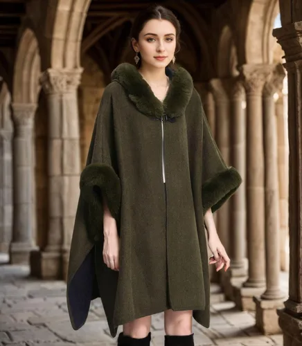Vista 4 de Abrigo de invierno con capucha para mujer, chal