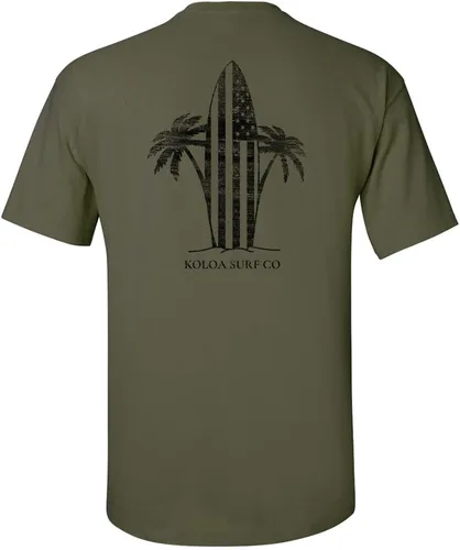 Vista 46 de Koloa Surf - Camisetas de algodón pesado para hombre, tallas grandes y altas Azul acuático/negro buscando diseño de ondas