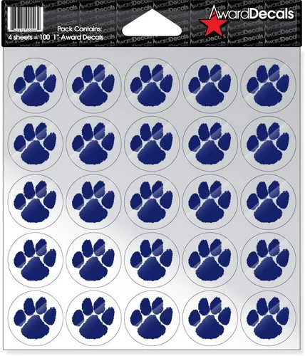 Vista 7 de Award Decals Juego de calcomanías de pata (negro sobre transparente) (100 calcomanías) de 1 pulgada, calcomanías originales Award Decals Premium