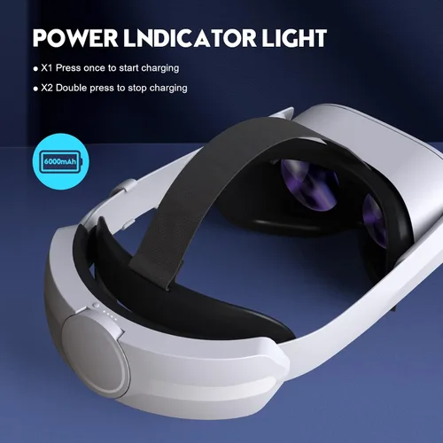 Vista 2 de VINDIJA Head Strap for Oculus Quest 2 with Battery Built-in 6000mAh Battery Replacement Elite Strap for Quest 2 Accessories with Gravity Balance for