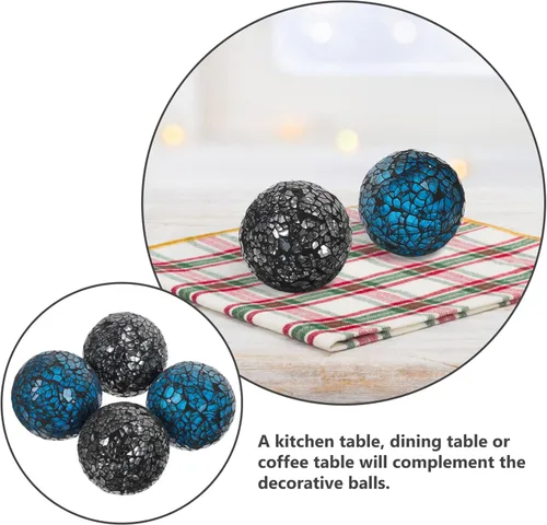 Vista 5 de SEWACC Bolas decorativas - 4 bolas de esfera de mosaico de vidrio, bolas de centro de mesa para cuencos, jarrones y decoración de mesa de comedor