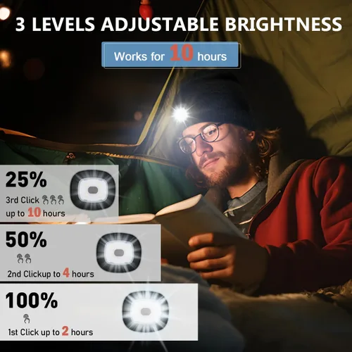 Vista 5 de Deilin Gorro unisex con la luz, regalos para chicos, gorro LED con linterna recargable de luz