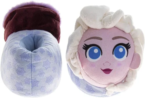 Vista 3 de Disney Frozen Elsa and Anna - Pantuflas de felpa para niñas, antideslizantes, cómodas, esponjosas, ligeras, cálidas, suaves, para interiores y niñas