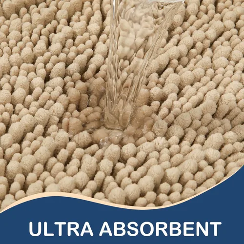 Vista 4 de Arotive Alfombras de baño de chenilla, 2 piezas, tamaño de alfombra de baño de 24 x 16 y 30 x 20 pulgadas, color beige, paquete de 2 artículos