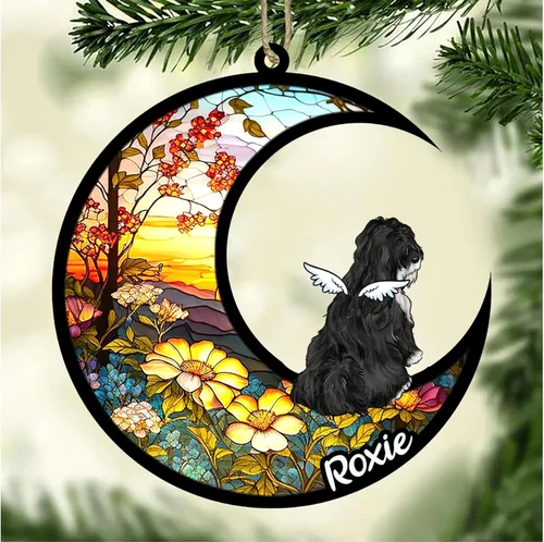 Vista 458 de LOVELYPOD Adorno de Navidad personalizado para perro Basset Hound (marrón) Basset Hound (marrón) adorno para atrapasoles de perro, razas de perros