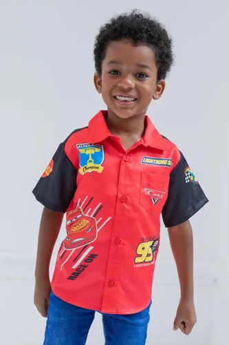 Vista 2 de Disney Mickey Mouse Lilo & Stitch Toy Story Cars Camisa hawaiana con botones para bebés y niños grandes