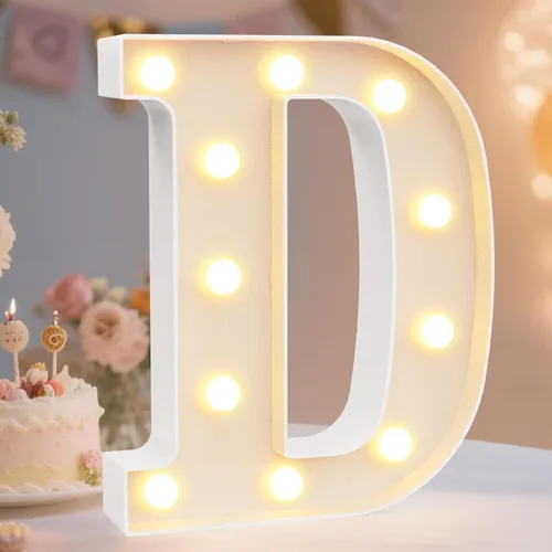 Vista 74 de Pooqla Letras con luces LED de marquesina, letras decorativas iluminadas en blanco cálido y blanco frío, letras del alfabeto iluminadas para niños