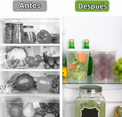 Vista 5 de Moretoes - Recipientes de 32 onzas con tapas, paquete de 60 vasos de almacenamiento de alimentos Heavy Duty Leakproof Airtight BPA-Free Food