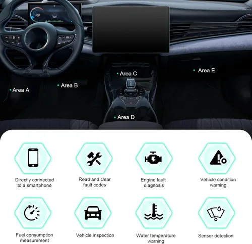 Vista 4 de 1 herramienta de diagnóstico Bluetooth OBD2 para automóvil, monitoreo en tiempo real ELM327 V2.1 lector de código, mini escáner antiinterferencias
