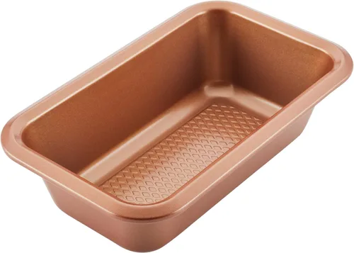 Vista 4 de Ayesha Curry Bakeware - Juego de moldes antiadherentes para pastel de carne/pan, dos de 9 x 5 pulgadas, cobre