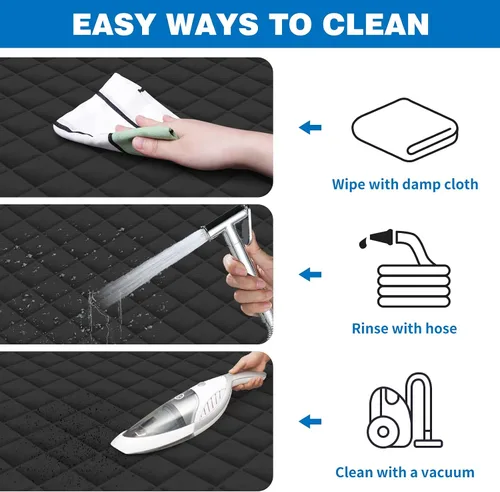 Vista 4 de (54 pulgadas de ancho x 56 pulgadas de largo, funda negra para asiento trasero impermeable para perro con ventana de malla duradera