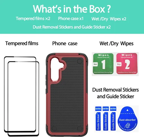 Vista 123 de Jeylly Compatible con Samsung Galaxy A22 5G Funda, Funda Samsung A22 5G con 2pcs protectores de pantalla de vidrio templado