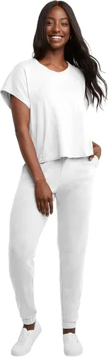 Vista 5 de Hanes Camiseta de manga corta con cuello torcido para mujer, ajuste cuadrado
