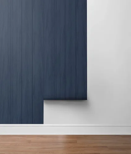 Vista 6 de Papel pintado prepegado con panel de madera sintética (azul naval)