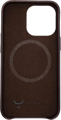 Vista 2 de Funda de piel hecha a mano para iPhone 13 Pro, compatible con MagSafe, a prueba de golpes, antiarañazos (espresso)