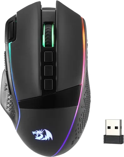 Vista 10 de Redragon M810 Pro - Mouse inalámbrico para juegos, 10000 DPI con cable/inalámbrico con llave de fuego rápido, 8 botones macro, capacidad