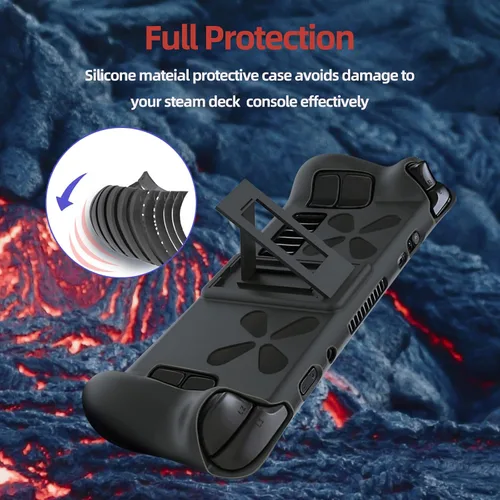 Vista 2 de OFFCURVE Kickstand Protective Case for Steam Deck, Silicone Cover with Screen Protector & Thumb Grips & Touchpad Protect Skin for Steam Deck Console