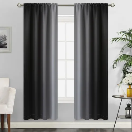 Vista 32 de SimpleHome Cortinas Pequeñas Negras Impermeables con Bolsillo para Barra Suave para Cocina, Cortinas Impermeables con Bolsillo para Barra