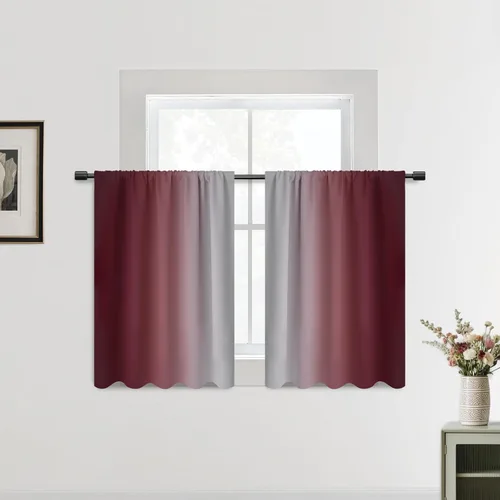 Vista 91 de SimpleHome Cortinas Pequeñas Negras Impermeables con Bolsillo para Barra Suave para Cocina, Cortinas Impermeables con Bolsillo para Barra