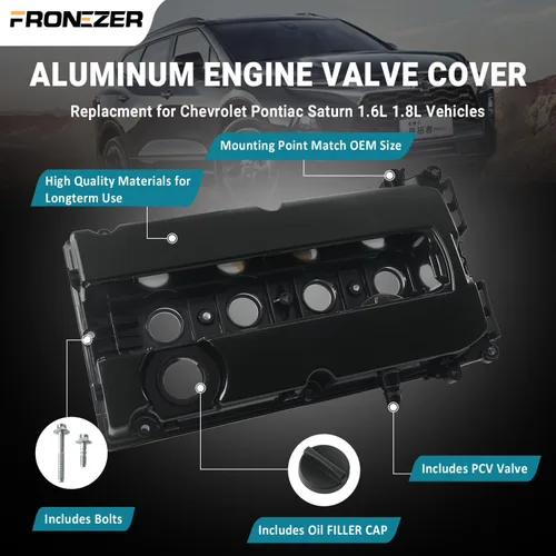 Vista 4 de Kit de cubierta de válvulas de motor de aluminio con junta, pernos, tapa de llenado de aceite Compatible con Chevy Cruze 2011-2016, Sonic 2012-2018