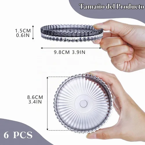 Vista 6 de Platos de vela de cristal, plato de vela de cristal negro, plato portavelas de cristal, pequeños posavasos redondos de vidrio para centro de mesa