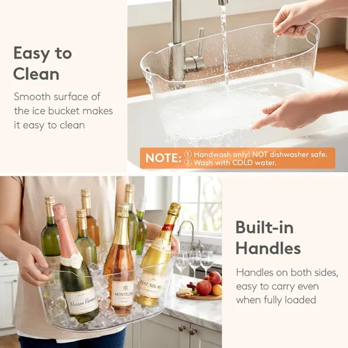 Vista 7 de Lifewit Cubo de hielo plástico 13L para fiestas 2 piezas, BPA libre