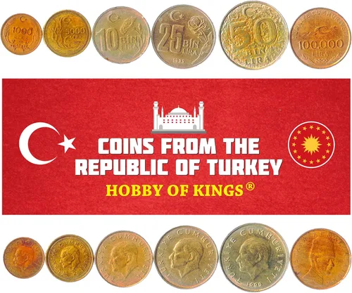 Vista 7 de Juego de 3 monedas de Turquía. 1, 5, 10 liras. 1981-1983