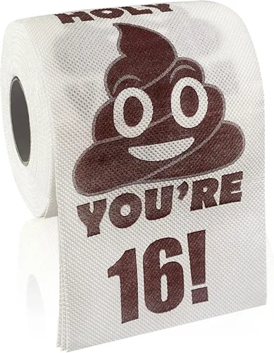 Vista 15 de Regalos de feliz cumpleaños número 10, rollo de papel higiénico divertido de 3 capas, papel higiénico impreso Holy Poop You're 10, regalo de bromas