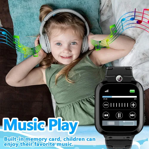 Vista 5 de OVV Reloj inteligente para niños y niñas con doble cámara grabación de video 14 juegos de rompecabezas reproductor de música linterna despertador