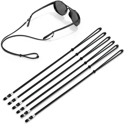 Vista 6 de VOOGLASS Correa para lentes (6 unidades) para gafas deportivas, cordón ajustable para lentes de sol, soporte para el cuello, retenedor de cordón