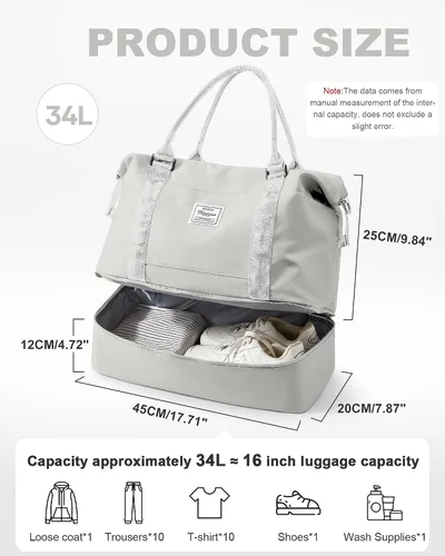 Vista 40 de Bolsa de viaje para mujer, bolsa deportiva para gimnasio, H-Negro