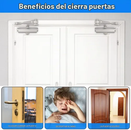 Vista 6 de 3 piezas de cierrapuertas hidráulico, cierrapuertas automático, cierrapuertas residencial para hogares, oficinas, escuelas y espacios públicos
