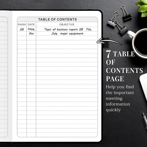 Vista 3 de JUBTIC Cuaderno de reuniones para el trabajo con artículos de acción, planificador de proyectos para oficina y negocios, toma de notas, suministros
