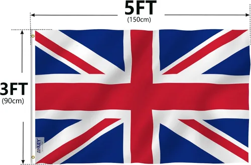 Vista 7 de Anley Fly Breeze - Bandera británica de Reino Unido de 3 x 5 pies, colores vivos y a prueba de decoloración, cabecera de lona y doble costura