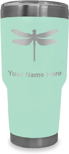 Vista 18 de LaserGram Vaso aislado al vacío de 20 onzas, libélula, grabado personalizado incluido (negro)