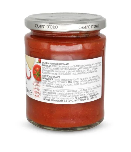 Vista 3 de CAMPO D'ORO - Salsa de tomate Arrabiatta 24 oz, salsa de pasta Spicy Italian Tomato Sauce for Pasta or Toasted Bread, Italian Sauce, Shelf Stable