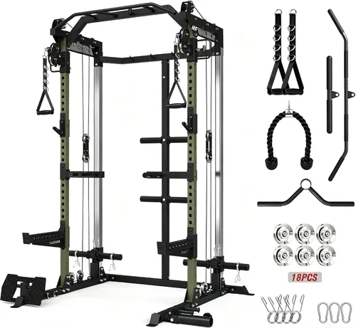 Vista 12 de Mikolo HR06 - Jaula de potencia con poleas de aluminio, estante de alimentación de 2000 libras con sistema de polea dual independiente, máquina