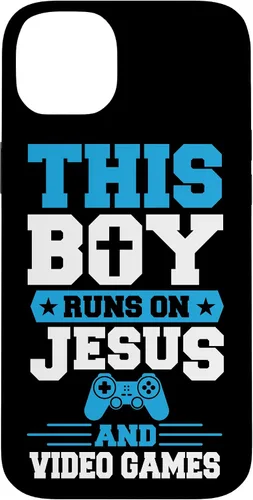 Vista 15 de This Boy Runs On Jesus and Video Games Christian Gamer Case for iPhone 17