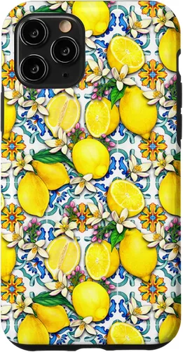 Vista 29 de Citrus Fruit Lemons Blue Tile Gardencore Farmcore Pattern Case for iPhone 17