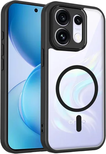 Vista 366 de Funda magnética transparente compatible con Xiaomi 17T, color negro 2 en 1 PC + TPU cubierta de teléfono a prueba de golpes, carcasa protectora