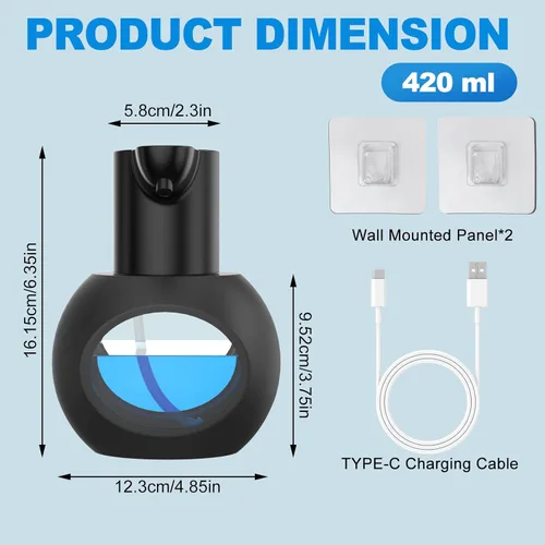 Vista 4 de Dispensador automático de jabón espumoso de 15 oz/420ml, desinfectante de manos espumoso, soporte de pared sin contacto con 4 niveles, dispensador