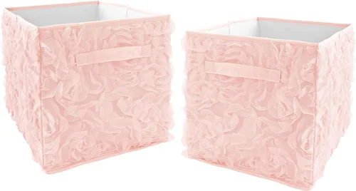 Vista 7 de Sweet Jojo Designs Cajas de almacenamiento plegables de tela estilo bohemio y bohemio, color rosa, para niños, bebés, niños, juego de 2