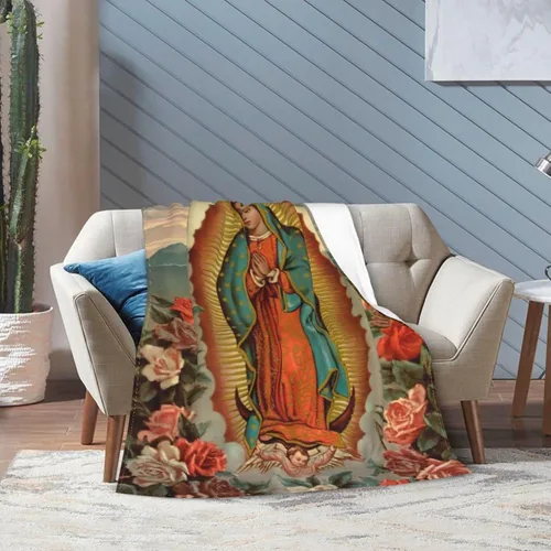Vista 8 de Manta de forro polar de Our Lady of Guadalupe, manta de microforro polar ultrasuave y acogedora para sofá, cama, camping, viajes y uso en automóvil