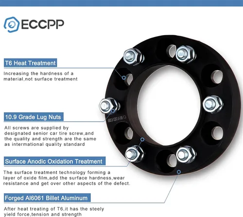 Vista 3 de ECCPP espaciadores de ruedas negros de 1.5" para tornillos 5x4.5 para Jeep (4 unidades), 71003