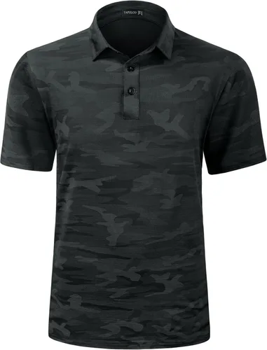 Vista 69 de TAPULCO Camisetas tipo polo de secado rápido para hombre, diseño de camuflaje, atléticas, ligeras, transpirables, casuales, para golf
