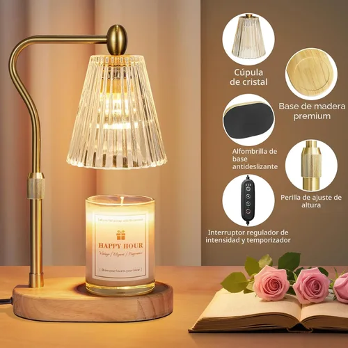 Vista 6 de Imenlox Lámpara calentadora de velas, con temporizador y regulador, altura ajustable, regalos del día de la madre para mamá, regalos de cumpleaños