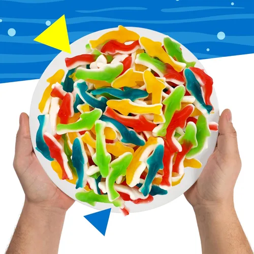 Vista 5 de Caramelo de tiburones gomosos Bolsa de 1 libra Sabores de frutas mixtas