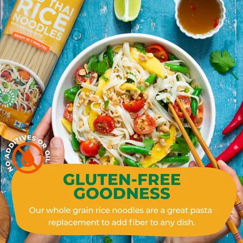 Vista 4 de Lotus Foods Fideos tailandeses orgánicos de arroz integral – Fideos de estilo asiático para salteados, sin gluten, vegano, grano entero, sin OMG